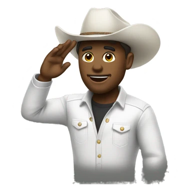 White cowboy salute sticker