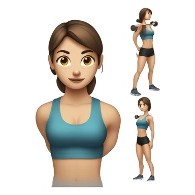 Deadlift exercise girl with brown hair and brown eyes  sticker