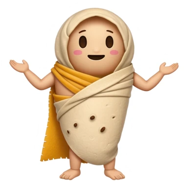 A burrito with arms and legs and no face sticker