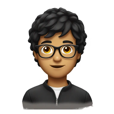boy with black hair portrait with glasses  sticker