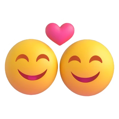 3D smiley emoji, round shape, in love: loving smiley couple messaging each other sticker