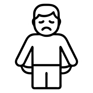 sad man with empty pockets black outlined icon sticker