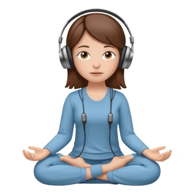 White girl, brown hair meditating with headphones on sticker