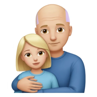 Blonde girl child hugging bald adult father sticker