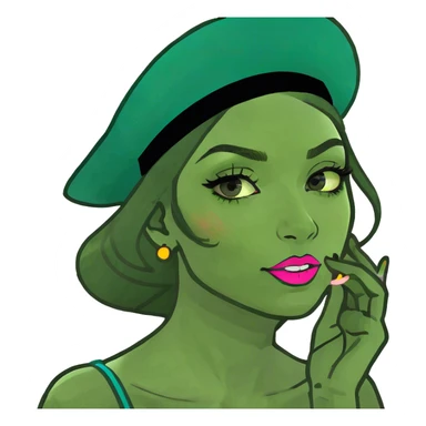 Girl wearing makeup sticker