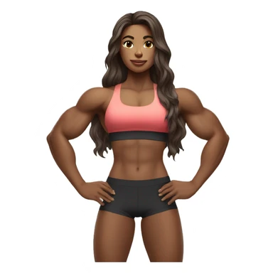 muscular gym girl withe skin, long wavy hair sticker