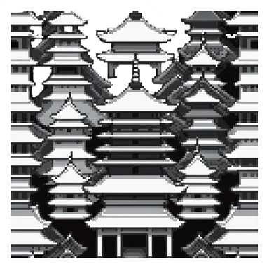 japanese pagoda building tile for ninja game sticker
