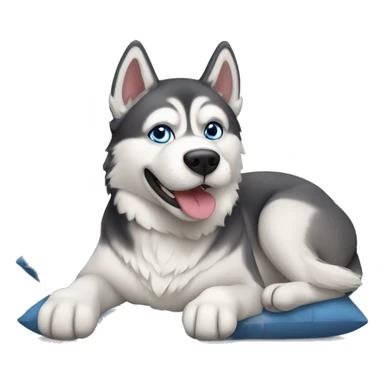 Husky dog lay on a pillow sticker