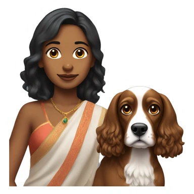 indian girl looking like Simone Ashley with a cocker spaniel dog sticker