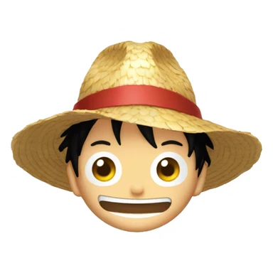 crea un emoji de luffy con sombrero de paja sticker
