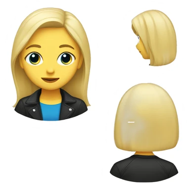 Girl with blonde hair, blue eyes, yellow t-shirt and black jacket sticker