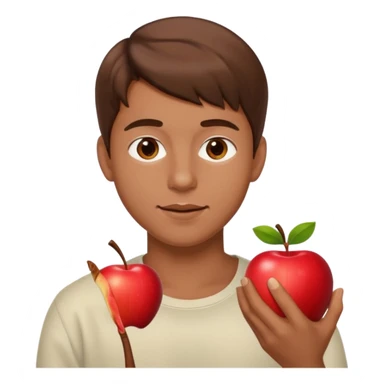 I want you to create an emoji of a SPANISH sergeant,  He should be a young guy with brown hair, brown eyes, his skin color like he’s tan and he’s eating an apple  sticker