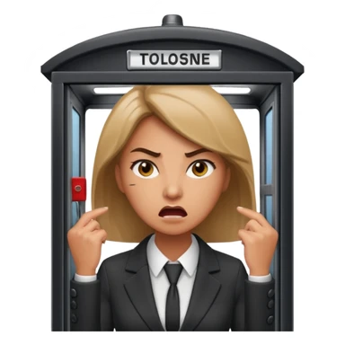 Telephone booth with angry woman inside sticker
