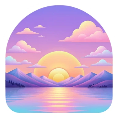 Pastel colorful iridescent shiny pale light whitish sunset landscape aesthetic  sticker