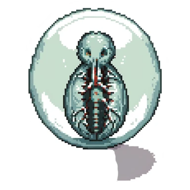 MRI embryo digital fetal small shape in otherworldly bubble, eerie, horror, pupa, crystalis, in-utero sticker