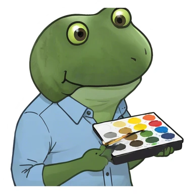 in a bob ross costume sticker