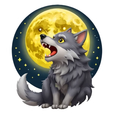Werewolf howling at moon  cartoon -style/cute and transparent for a sticker  sticker