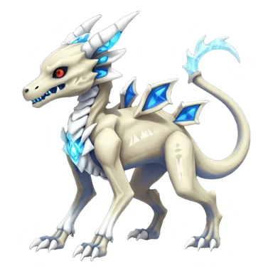 Skeletal Evil Shiny Glowing Cubone-Sergal-Vernid-Marowak-Zoroark-Anubis-Wendigo-Fakémon-hybrid-creature (full body), 4 legs sticker