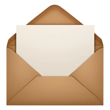 blank greeting card open with brown envelope next to it sticker