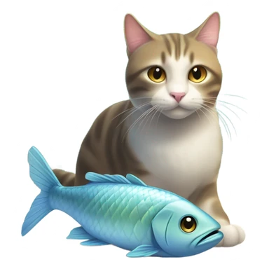 Cat eating fish sticker