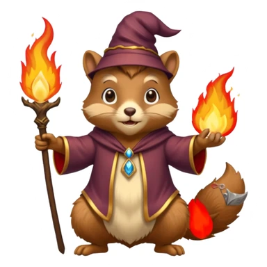 wizard squirrel summons fire in one hand sticker