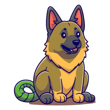 German Shepherd shitting on a lizard sticker