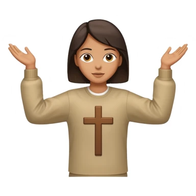 Una persona con los vrazos estirados hacia ambos lados vestido y en forma de cruz sticker