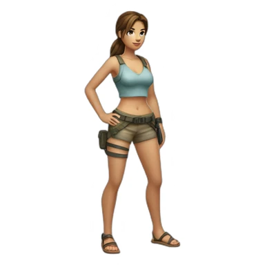 lara croft with beach clothes sticker