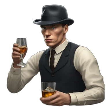Tommy shelby peaky blinders drinking whisky realistic sticker
