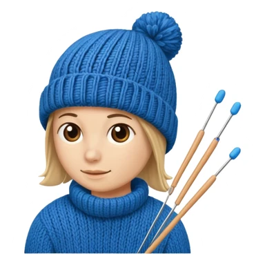 beanie hat with knitting needles sticker