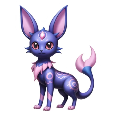Shiny Exotic Badass Ethereal Royal Mysterious Gothic Noibat-Espeon-Umbreon-Sylveon-Pokémon-Fakémon-hybrid-creature (full body) with random pattern-markings sticker