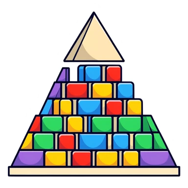 A cheerful pyramid of rainbow colored building blocks with cute faces sticker