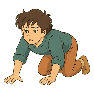 ghibli style person crawling sticker
