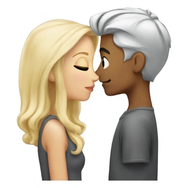 Blonde girl and grey hair boy kissing  sticker
