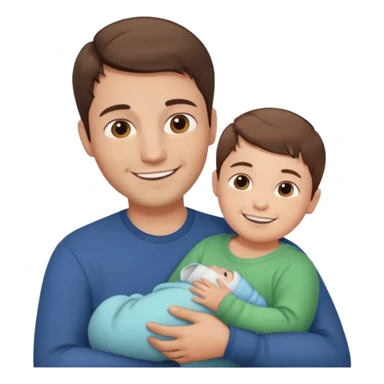 "Man with short brown hair and fair skin, without a mustache, holding a one baby, smiling." sticker