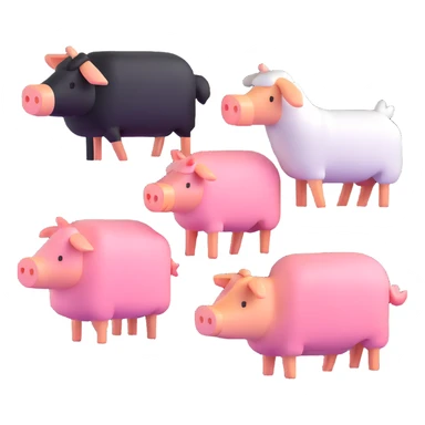 Minecraft style sheep, blocky pig friend, and blocky chicken friend together sticker