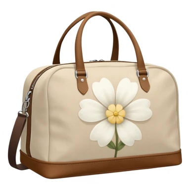 A sports bag with a pale light beige print in a small white flower sticker