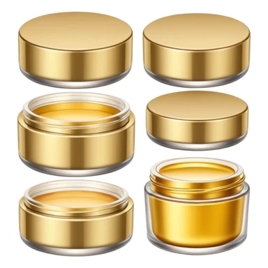 PVarios rodutos de beleza com tampa dos potes dourados e fundo transparente pra usar como figurinha sticker