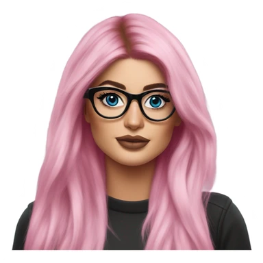 Photo Realistic kylie jenner stylish pink hair BLUE eyes and glasses elegant  sticker