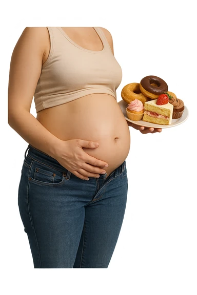 gonfiore addominale e voglia di dolci iperrealistica sticker