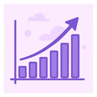 growth graph in purple, general style sticker