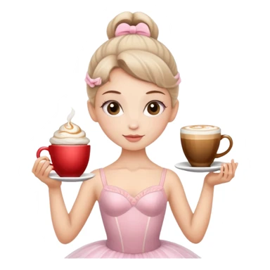 A ballerina holding a cup of cappuccino sticker
