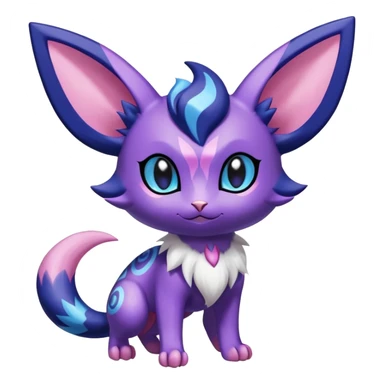 Shiny Cute Adorable Espeon-Litten-Noibat-Meowstic-Hybrid-Creature with pattern-markings sticker