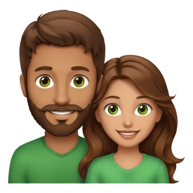 a brown hair and beard man with hazel eyes and a girl with long brown wavy hair with green eyes, togheter sticker