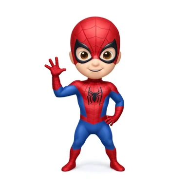 A 3d small funny baby spiderman superhero in stand pose sticker
