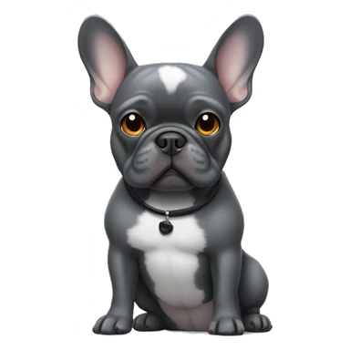 Dark gray french bulldog wearing Airpods  sticker