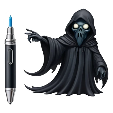 Dementor from the shadow realm next to a thx cartridge dab pen  sticker
