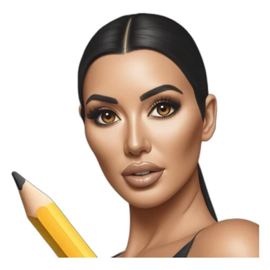 Hyper-realistic pencil painting of kim kardashian sultry making butter sticker