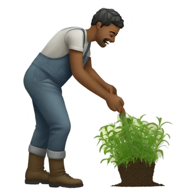 Husband pulling weeds sticker