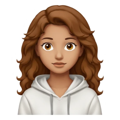 Una donna con una felpa semplice bianca,ha gli occhi marroni,i capelli castani , c’è gli ha lunghi e ricci ma non troppo sticker